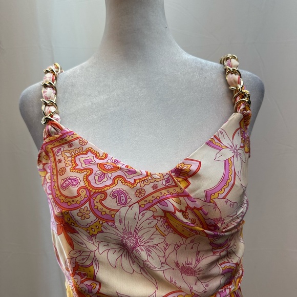 Zara Pink Cream Paisley Print Sleeveless Pant Set S NWTS - Picture 2 of 8